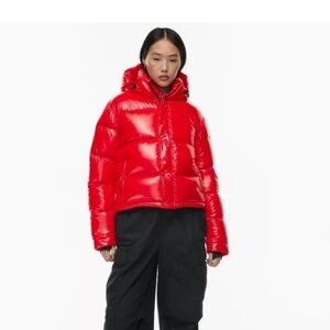 Aritzia The Super Puff Red Jacket Hi Gloss